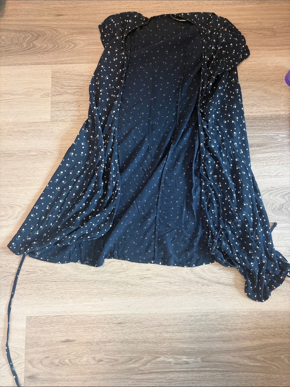 Brandy Melville Navy Floral Wrap-Style Midi Dress - Picture 12 of 13
